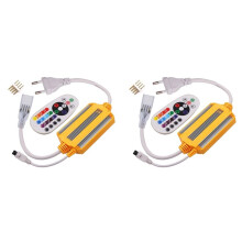 2X 1500W RGB LED-Remsa med 16 Färgers Dimmer, Trådlös IR-Fjärrkontroll med 24 Knappar, EU-Kontakt, IP68, Vattentät