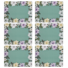 Placemats Tablemats Pimpernel Cork Flower Leaves Design Non-Slip Tableware 6 Pcs