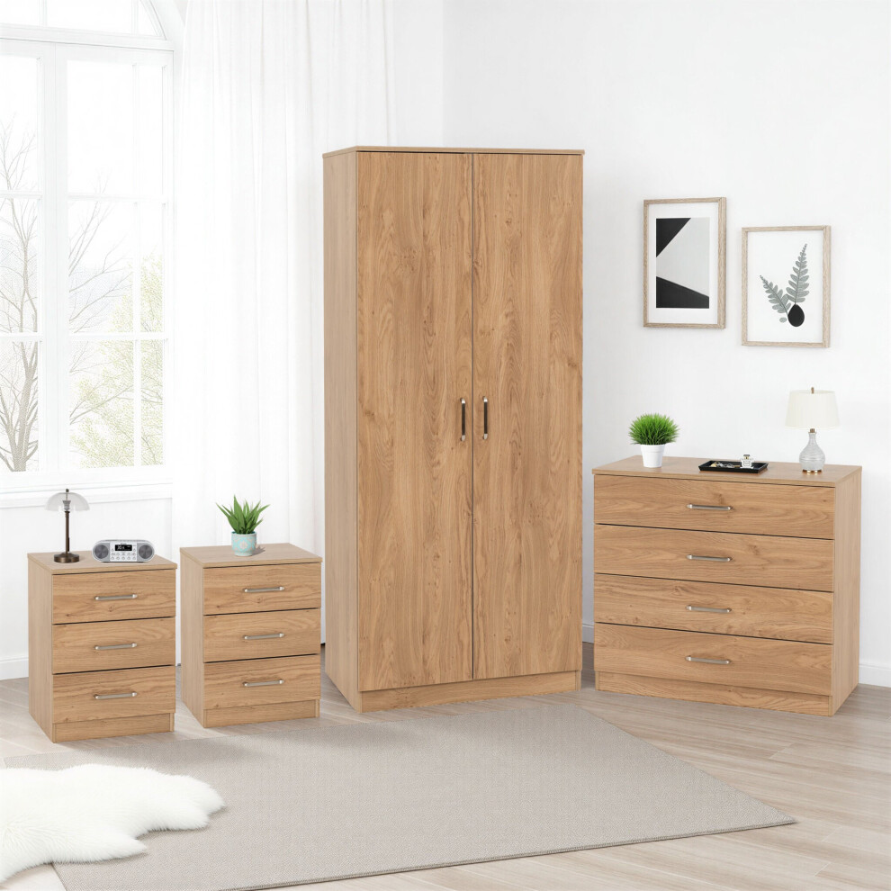 Seconique Dakota 2 Door Wardrobe Bedroom Set - Oak Effect