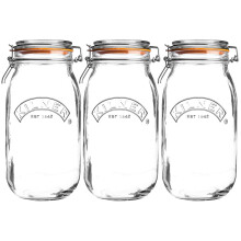 Kilner 3pcs Clip Top Round 3L Glass Food Storage Coffee Flour Holder Kitchenware