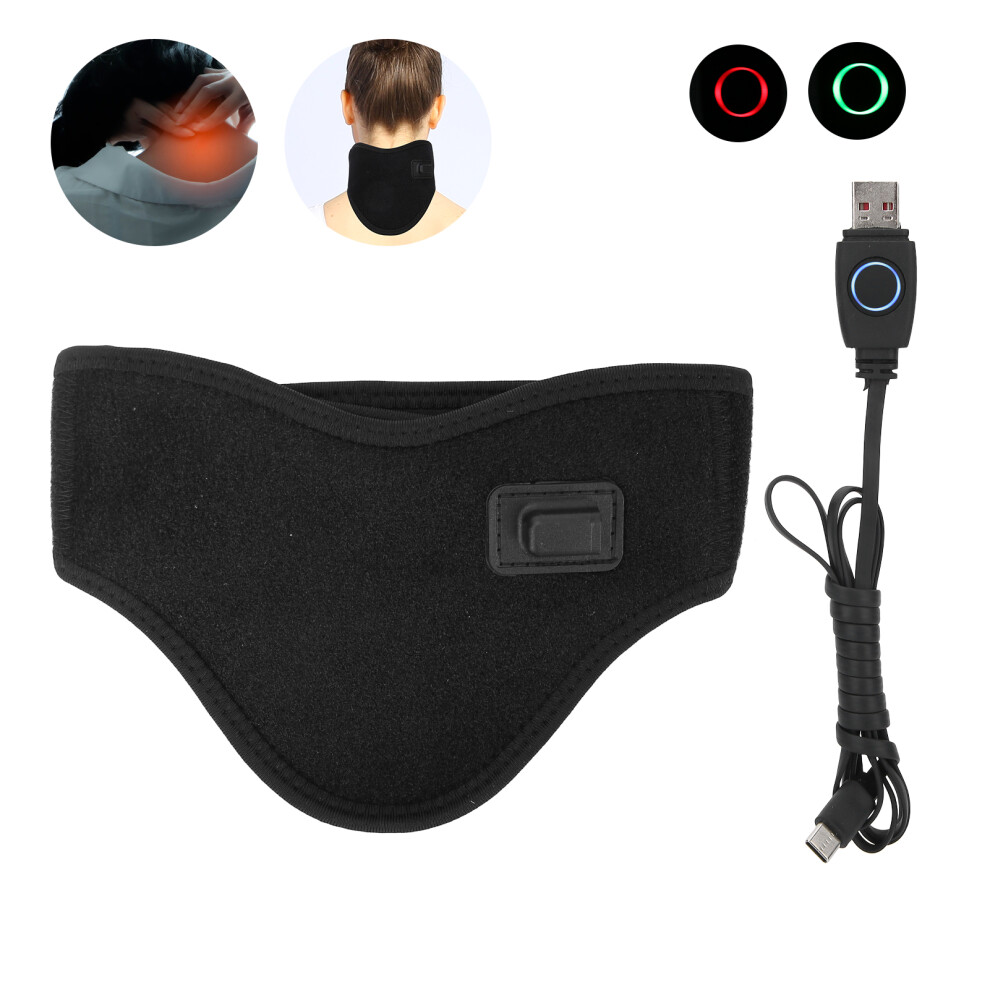 Heated Neck Wrap for Pain Relief, Adjustable USB Cervical Collar Black