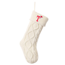 Meias de Natal personalizadas com monograma inicial de 45 cm (18"), cor marfim – Compatíveis com lareira e decoração de casa, bordadas.