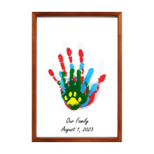 Kit de pintura DIY para huellas de manos familiares con marco, 6 pigmentos no tóxicos para recuerdos de bebés y mascotas, apto para todas las