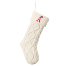 Meias de Natal personalizadas com monograma inicial de 45 cm (18"), cor marfim – Compatíveis com lareira e decoração de casa, bordadas.