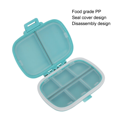 Blue Travel Pill Case 8-Compartment Portable Weekly Organizer 1