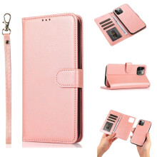 Compatible with iPhone 12/12 Pro Wallet Case, 6.1" PU Leather Folio with Card Slots, Magnetic Detachable Hand Strap & Stand, Wireless Charging