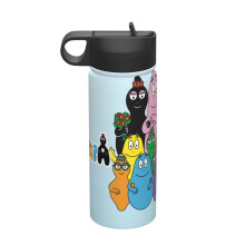 Barbapapa Kinder-Isolierflasche mit Strohhalm – 530 ml Edelstahl-Doppelwandbecher mit Vakuumisolierung, auslaufsicher, BPA-frei, geeignet für