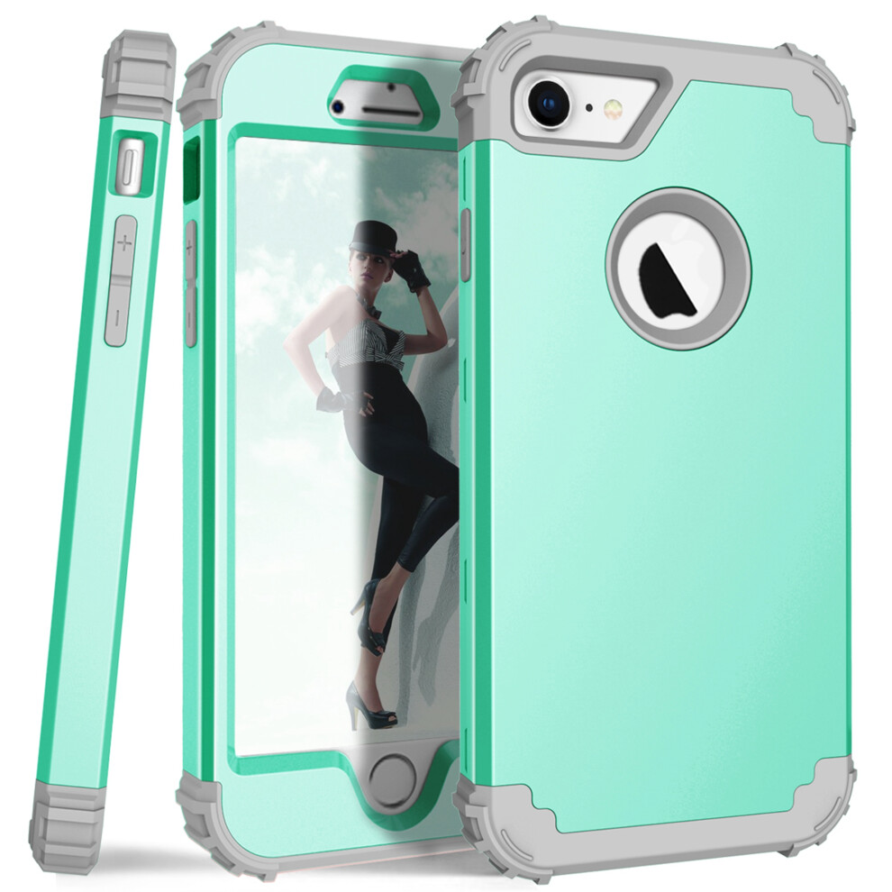 Compatible With Iphone 8 Case Â Dual-Layer Rugged Shockproof Hard Pc Back Cover, Mint Green 9448483584104