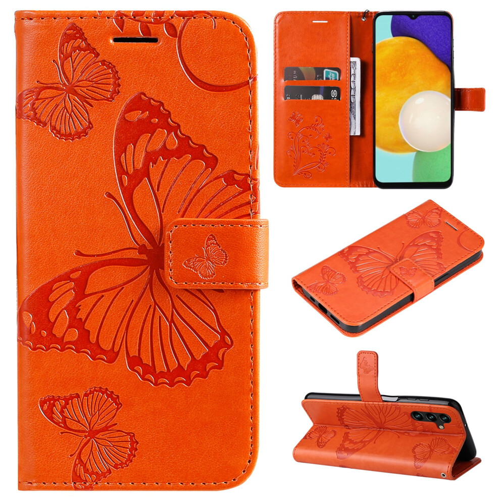 Tech Circle Butterfly Embossed Pu Leather Wallet Case With Stand, Wrist Strap & Card Holder For Compatible With Samsung Galaxy A14 5G 6.6" 2023 Â 9448483583053