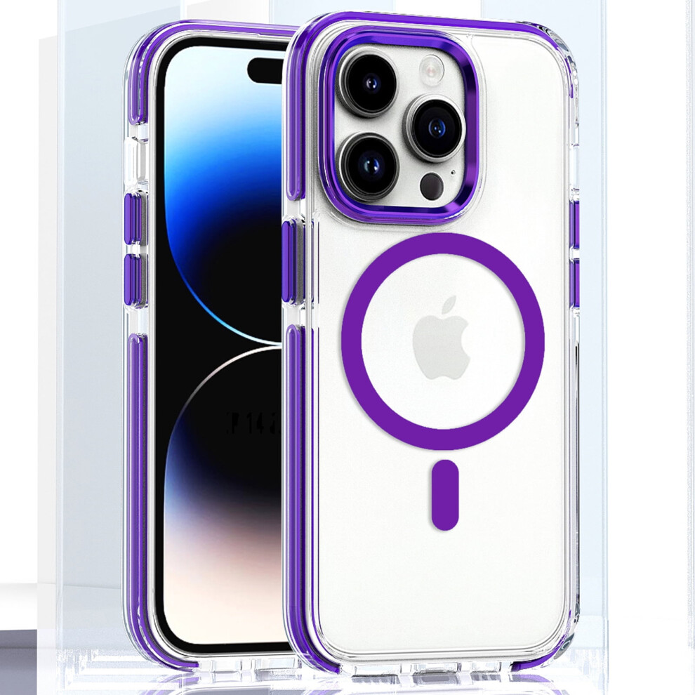 Magnetic Clear Slim Case For Iphone 11 Pro Max, Compatible With Magsafe, Shockproof Bumper Â Purple 9448483584524