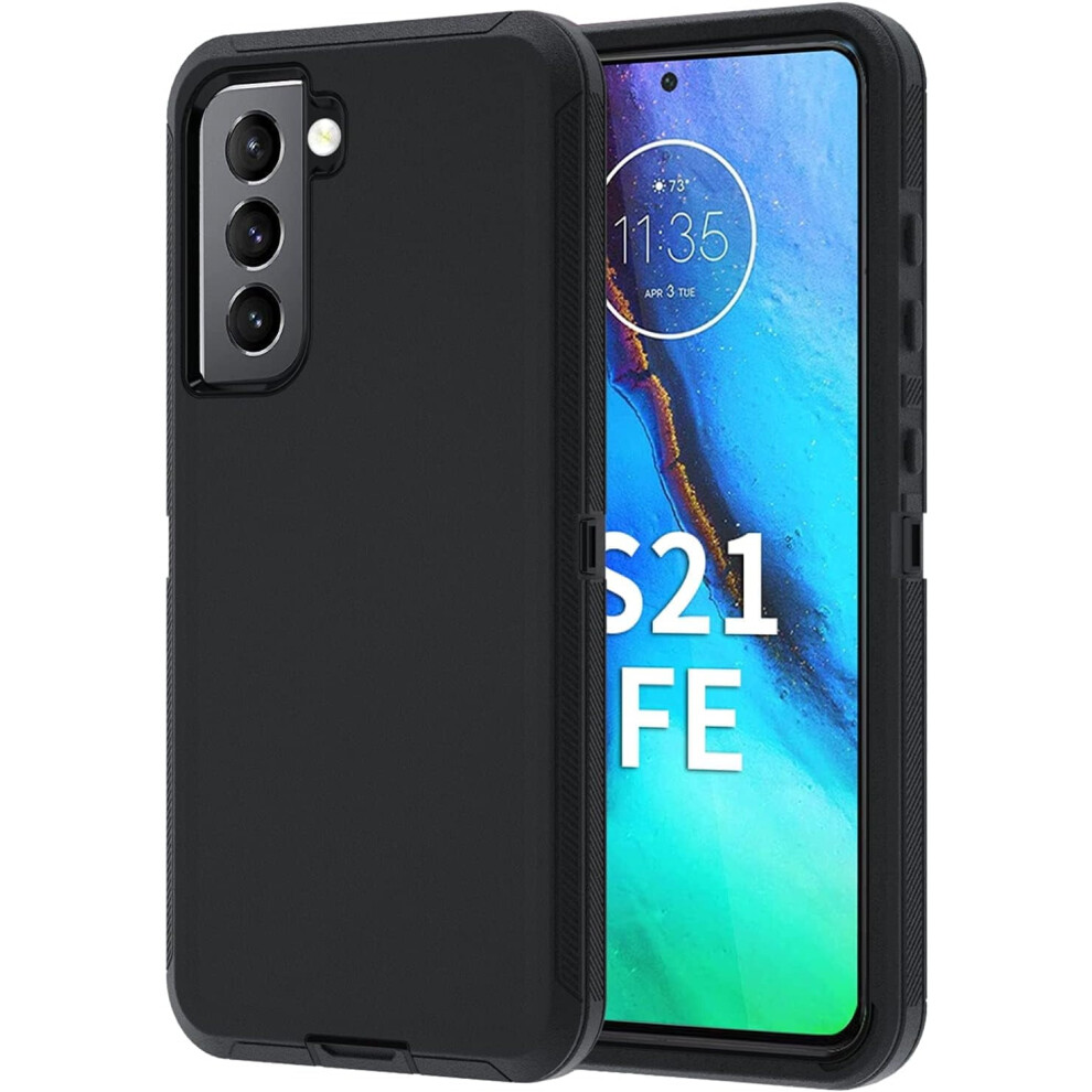 Rugged Shockproof Cell Phone Case For Compatible With Samsung Galaxy S21 Fe 5G, Black 9448483583497