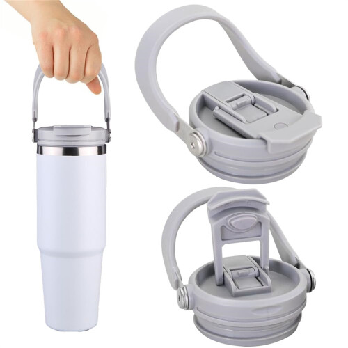 Tampa para copo térmico IceFlow de 20oz e 30oz com canudo, à prova de derramamento, com alça e canudo.