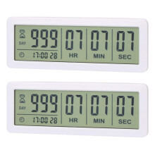 2X  Digital Countdown Days Timer Clock - 999 Days Count Down Clock Timer for Graduation Lab Kitchen (White)