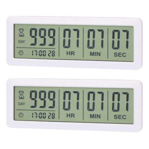 2X  Digital Countdown Days Timer Clock - 999 Days Count Down Clock Timer for Graduation Lab Kitchen (White) 1