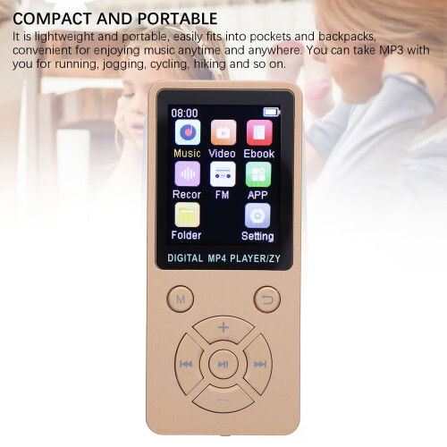 Wireless Bluetooth MP3 Player 1.8" Screen 5H Playback, Gold 2