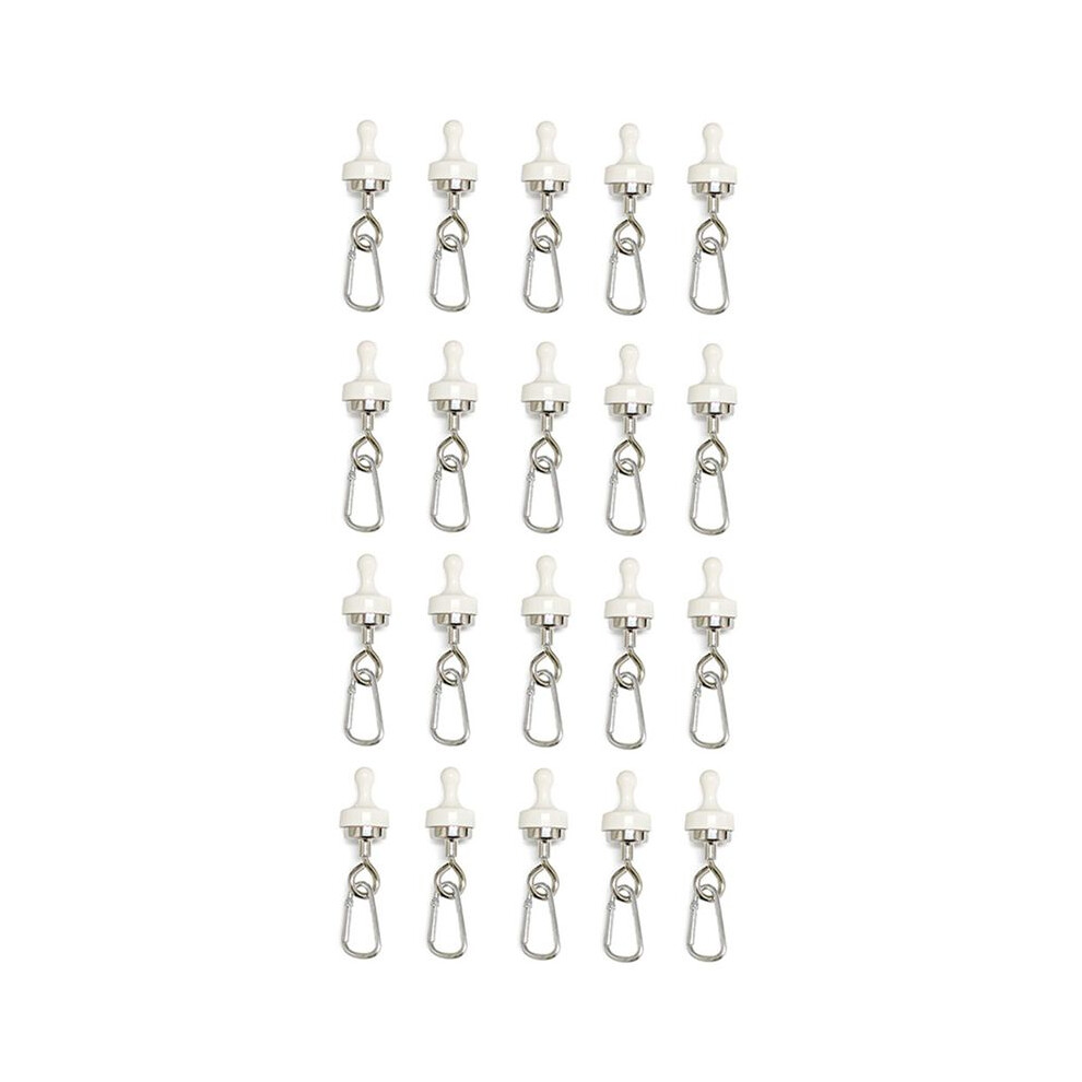 20Pcs Magnet Camping Hooks Carabiner Clip Heavy Duty Magnet Hanger D Shape Tent Buckles For Outdoor Camping Hooks- White 6034093464382