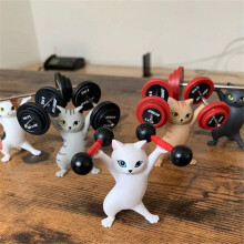Raised Hands Dancing Cat Figures Set