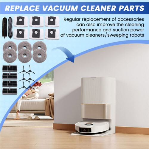For  X30/X30Pro Robot Vacuum Accessories Roller Brush, Side Brush, Filter, Mop, Dust Bag Kit 1