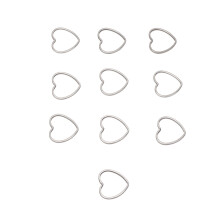 30pcs Stainless Steel Heart-Shaped Earring Pendants, 14x15mm