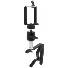 Adjustable Phone & Guitar Capo Stand - Black Plastic Metal