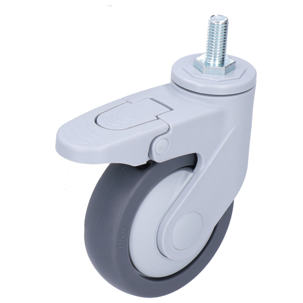 4In Diameter Caster With Brake M12 Thread Stem Silent Universal For Furniture 8481391525990