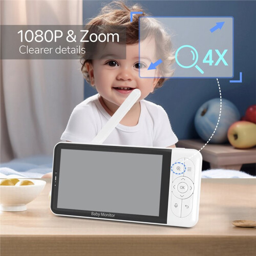 Baby Monitors 2K Camera 5"1080P Display Temperature Detection APP View Control 2-Way Audio for Tuya EU Plug 2