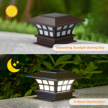Solar Garden Bollard Light 1W, 600mAh, IP55, Brown, 166x166x105mm