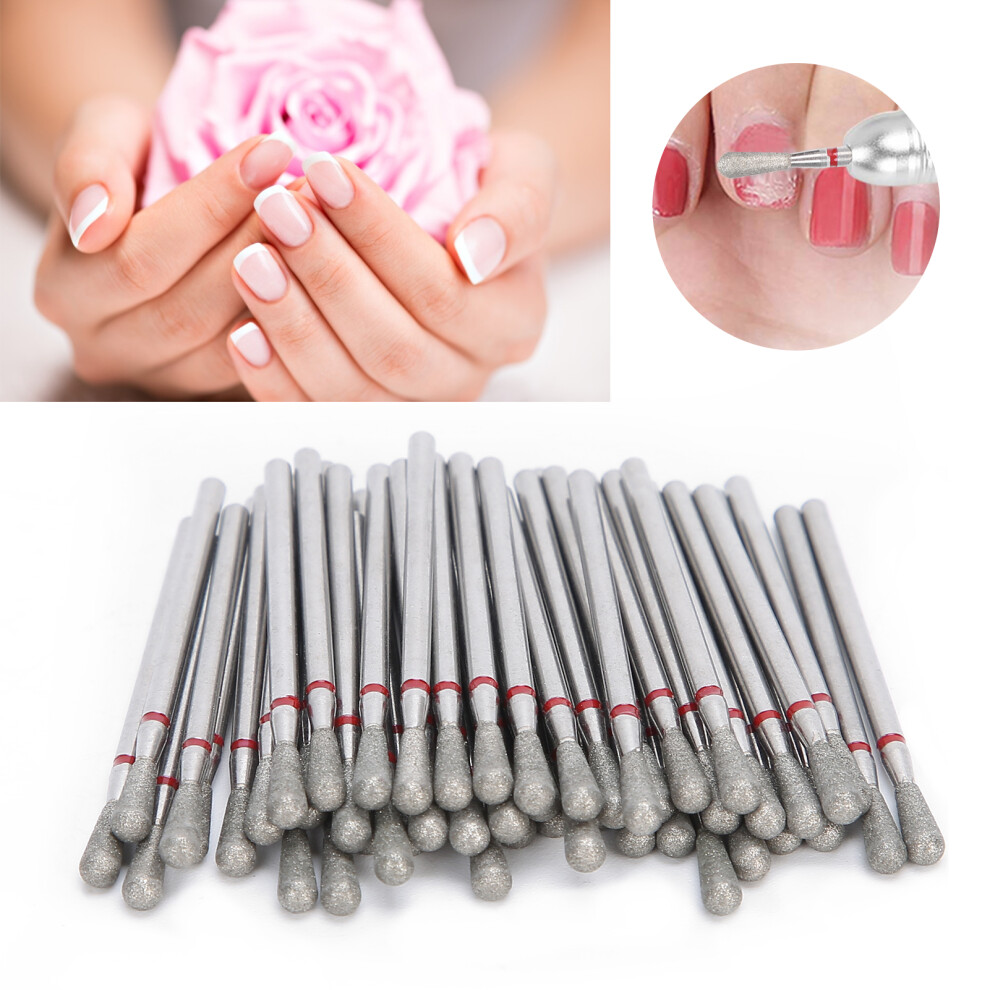 50pcs Emery Nail Drill Bits for Polishing & Manicure, 2.35mm Shank