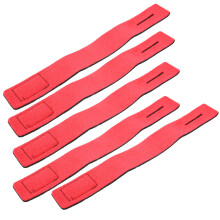 5pcs Red Fishing Rod Straps, 25x3cm, Lightweight & Flexible