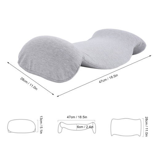 Light Gray Ergonomic Lumbar Pillow 47x28cm Memory Foam Support 1