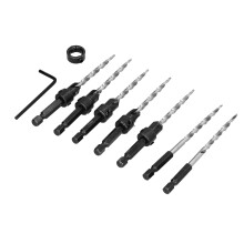 Workshop Countersink Bit Set 1/4 Inch Tapered Adjustable with Collar & Wrench
