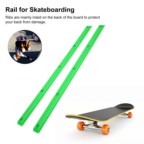 Durable Green Rib Bones Rails for Longboard 35.7cm, POM Material 2