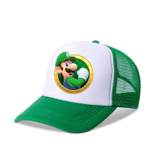 (Green Mario) Mario Brothers Super Cartoon Sun Protection Breathable Hat Children Cap Outdoor
