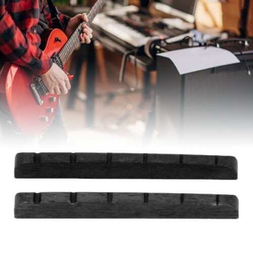 Electric Guitar Nut Bone 6 String Pre Slotted Replacement for Strat Black 1