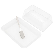 Klare Kunststoff-Butteraufbewahrungsbox mit Messer, 215g, 18x11,5x8cm