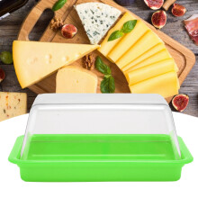 Green Plastic Butter Storage Box with Knife, 18x11.5x8cm