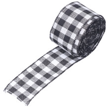 5m Black White Plaid Wired Edge Ribbon DIY Gift Wrapping & Home Decor