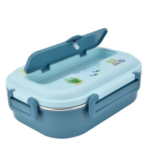 Kids Adults Stainless Steel Leakproof Lunch Box Blue Insulated Cartoon 600ml