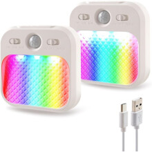 Led Night Light with Motion Detector 2 Pack, Cabinet Light Dimmable with Timer Function, Staircase Lighting RGBW
