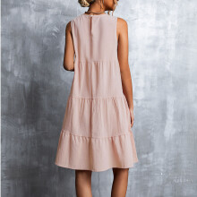 Damen Pinkes Stufenloses ärmelloses Kleid, XXL, Casual & Elegant