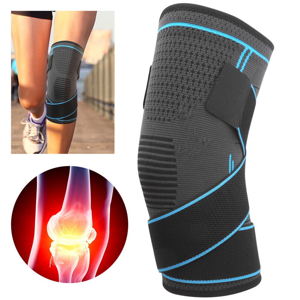 Outdoor Dual Sports Breathable Knee Brace Xl Blue Nylon Polyurethane Gel 8351391536541