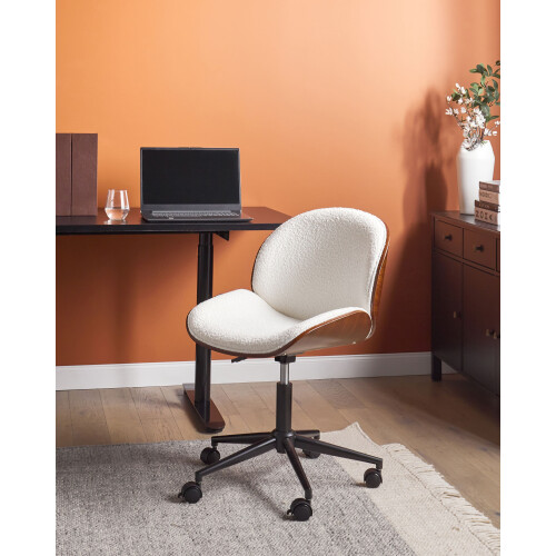 Beliani Desk Chair MENESHA Boucle White 1