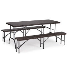 Gastronomický stůl 180cm + 2 lavice Ratanový banketový set ModernHome