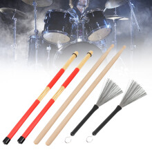 Drumstick & Brush Kit with Bag, Blue, 40cm Drum Rute, 15.5cm Rubber