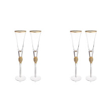 Set van 4 Kristallen Wijnglazen met Gouden Rand, Elegante, Decoratieve Diamanten, Lange Steel, Champagneglazen, Cocktailglazen, Cadeaus B