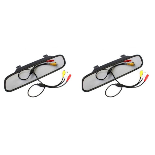 2X Exibição de Espelho Retrovisor de 4,3 Polegadas, Tela HD LCD, Exibição de DVD, Câmera de Ré, Acessórios para Automóveis