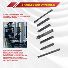 Lathe Turning Tool 5/16Inch 8mm-Shank 7Pcs Lathe Tool Holder for Turning Grooving Threading Boring with 14Pcs Carbide