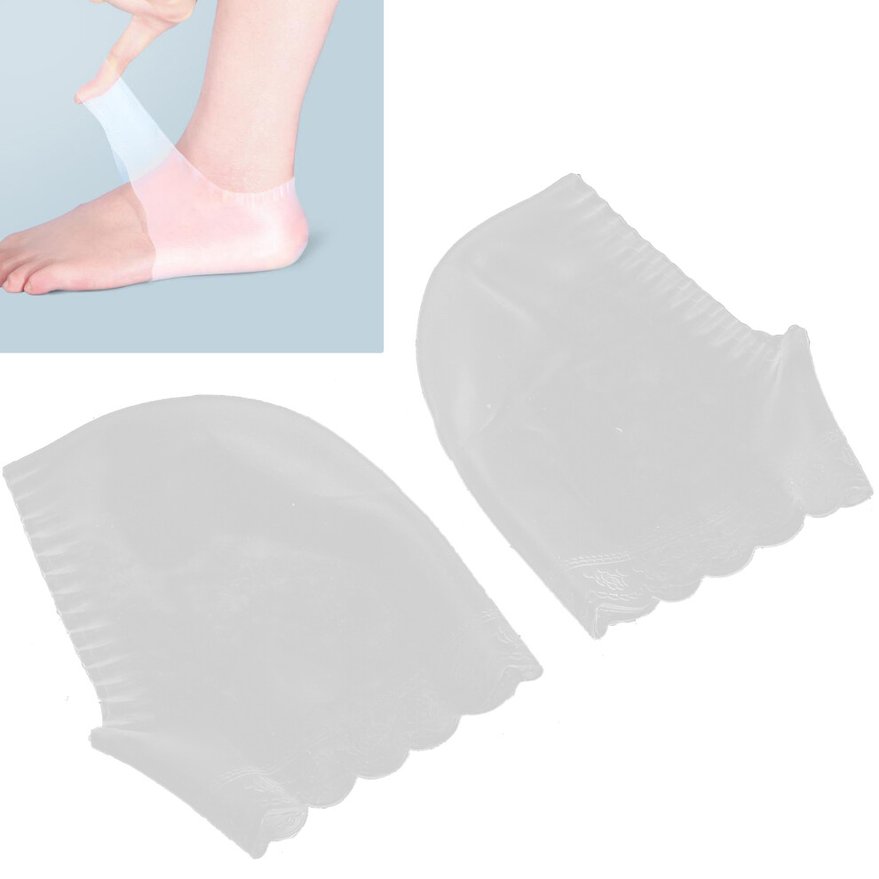 Silicone Heel Socks Pain Relief Anti-Cracking Heel Cover (White)