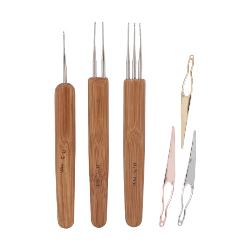 Professional Dreadlock Crochet Hook Set 0.5mm Bamboo Alloy Portable Tool 1