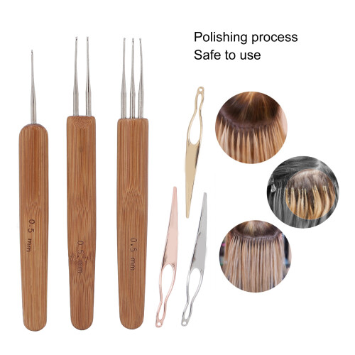 Professional Dreadlock Crochet Hook Set 0.5mm Bamboo Alloy Portable Tool 2
